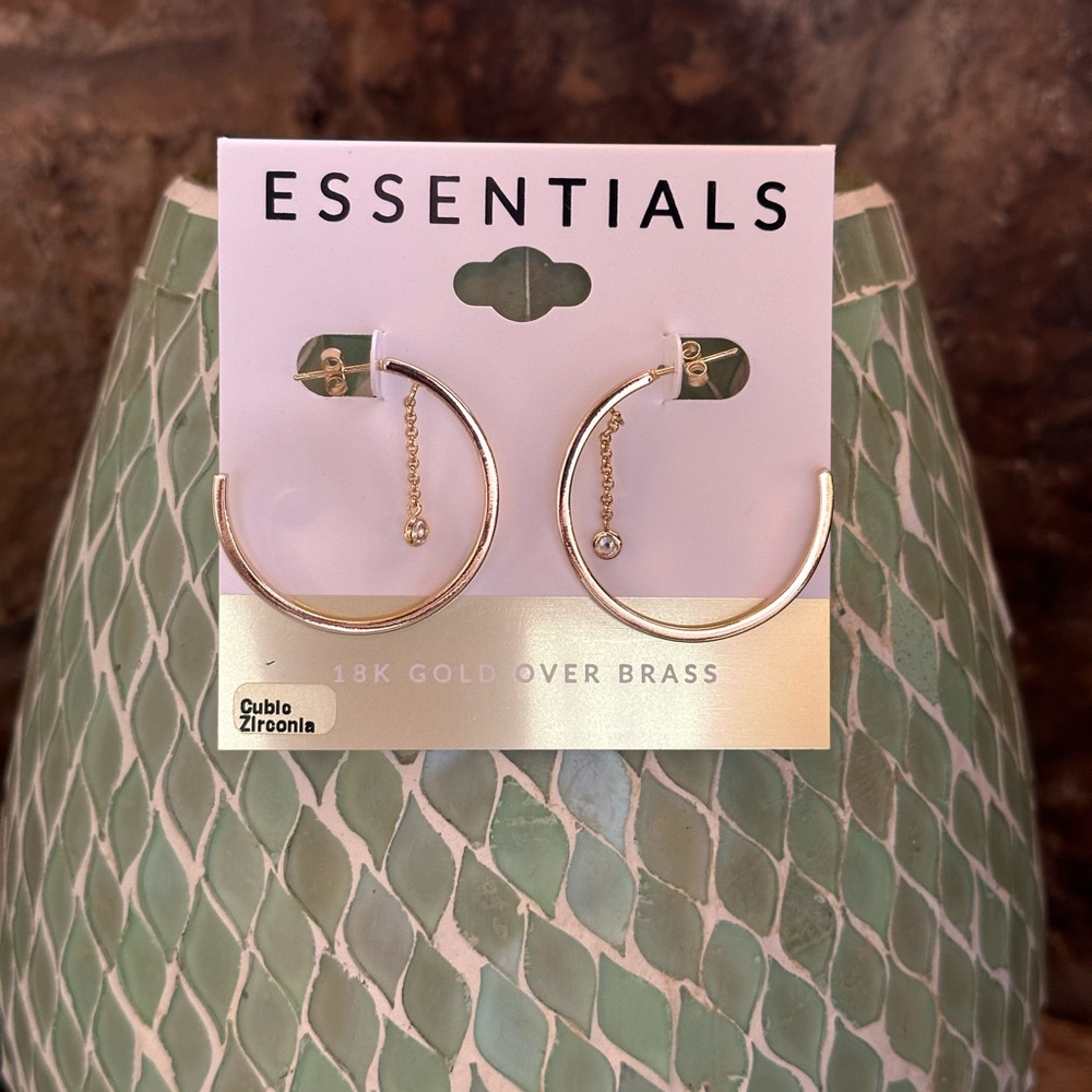Essentials 18K CZ Hoop Earrings